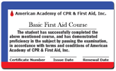 First Aid Certification Wallet Front