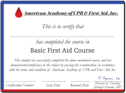 First Aid Certification Wall Certificate