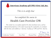 Healthcare Provider CPR Wall Certification