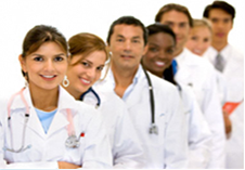 image of physicians standing in a line