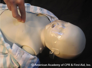 CPR Technique on infant chest compression