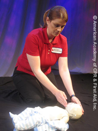 Checking pulse on unconscious infant